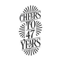 47 anos de festa de aniversário vintage, um brinde aos 47 anos vetor