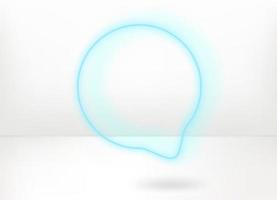 bolha do discurso de brilho de néon azul sobre fundo branco. maquete de vetor 3D