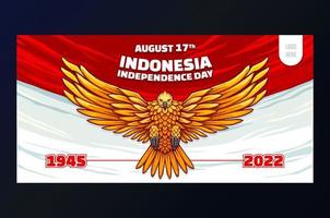 modelo de design dia da independência indonésia com garuda dourada vetor