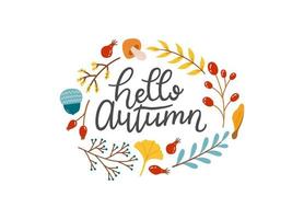olá letras de outono ilustração em vetor slogan da temporada de outono