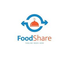 logotipo de alimentos frescos, modelo de design de logotipo de compartilhamento de alimentos. vetor