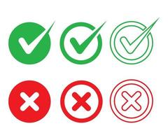 Checkmark 3d icons checklist carrapato verde e cruz vermelha aceito e  recusa conjunto de vetores de sinal verdadeiro ou falso e verificado