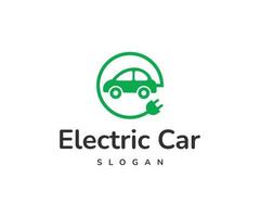 logotipo do carro elétrico, logotipo ecológico do carro verde. vetor