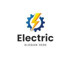 modelo de logotipo de engrenagem elétrica, vetor de logotipo elétrico.