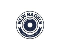 design de logotipo de bagels e donut com tipografia moderna criativa e cores pretas vetor