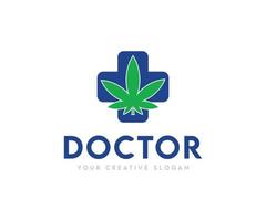 folha de cannabis de maconha medicinal e imagem vetorial de logotipo cruzado vetor