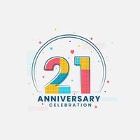 Celebração do 21º aniversário, design moderno do 21º aniversário vetor