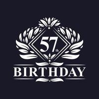 logotipo de aniversário de 57 anos, celebração de aniversário de 57 anos de luxo. vetor