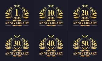 6 logotipo de distintivo de aniversário vintage retrô. coleção do logotipo de 6 anos para celebração