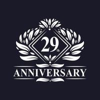 logotipo de aniversário de 29 anos, logotipo floral de 29º aniversário de luxo. vetor