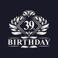 logotipo de aniversário de 39 anos, celebração de aniversário de 39 anos de luxo. vetor