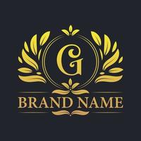 design de logotipo de letra g dourada de luxo vintage. vetor