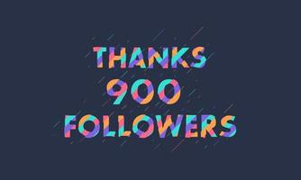 obrigado 900 seguidores celebração design colorido moderno. vetor