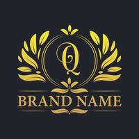 design de logotipo de letra q dourada de luxo vintage. vetor
