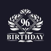 logotipo de aniversário de 96 anos, celebração de aniversário de 96 anos de luxo. vetor