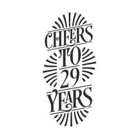 29 anos de festa de aniversário vintage, um brinde aos 29 anos vetor