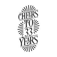 33 anos de festa de aniversário vintage, um brinde aos 33 anos vetor