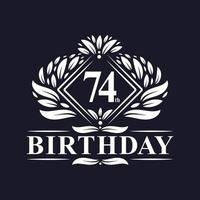 logotipo de aniversário de 74 anos, celebração de aniversário de 74 anos de luxo. vetor