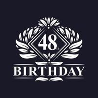 logotipo de aniversário de 48 anos, celebração de aniversário de 48 anos de luxo. vetor