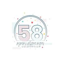 Celebração de aniversário de 58 anos, design moderno de 58 anos vetor