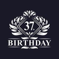 logotipo de aniversário de 37 anos, celebração de aniversário de 37 anos de luxo. vetor