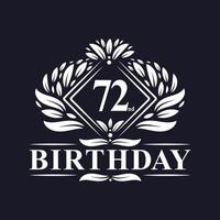 logotipo de aniversário de 72 anos, celebração de aniversário de 72 anos de luxo. vetor