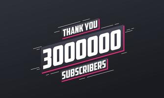 obrigado 3000000 inscritos 3 milhões de inscritos celebração. vetor