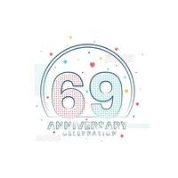 Celebração do aniversário de 69 anos, design moderno de 69 anos vetor