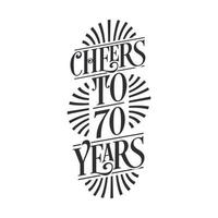 70 anos de festa de aniversário vintage, um brinde aos 70 anos vetor