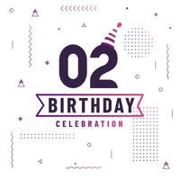 Cartão de cumprimentos de aniversário de 2 anos, vetor livre de fundo de celebração de aniversário de 2 anos.