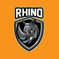 logotipo de mascote de esports de cabeça de rinoceronte vetor