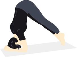ilustração de uma garota de preto fazendo ioga vetor