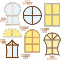 conjunto de ilustrações de várias janelas vetor