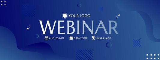 banner de webinar azul. design de capa elegante e moderno. fundo de geometria abstrata vetor