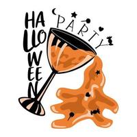 ilustração vetorial de halloween projetada em estilo doodle em tons de preto e laranja em fundo branco para decorações temáticas de halloween, padrão de camiseta, design de bolsa, caneca, padrão de tecido, design de camiseta