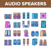conjunto de ícones de coleção de alto-falantes de música de áudio