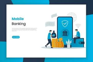 página de destino do mobile banking vetor