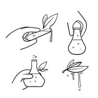 símbolo de planta líquida química doodle desenhado à mão para ilustração química da natureza vetor
