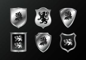 Silver Rampant Vector Lion