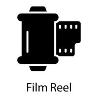 ícone de glifo de bobina de filme isolado no fundo branco vetor