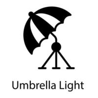 ícone de glifo de guarda-chuva de estúdio isolado no fundo branco vetor