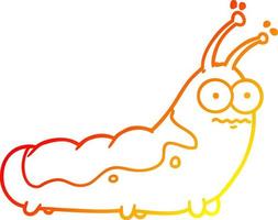 linha de gradiente quente desenhando lagarta engraçada dos desenhos animados vetor