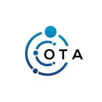 design de logotipo de tecnologia de letra ota em fundo branco. ota iniciais criativas carta-lo conceito de logotipo. design de letra ota. vetor