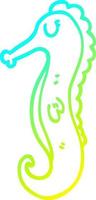 desenho de linha de gradiente frio desenho animado cavalo-marinho vetor
