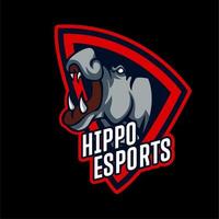 emblema de esports de hipopótamo vetor