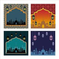 vários conjunto de cartaz colorido ramadan vetor