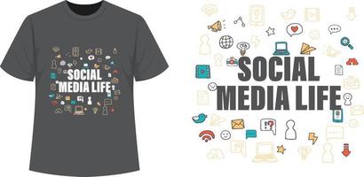 design de camiseta abstrata de vida de mídia social vetor