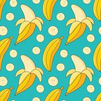 fundo sem costura pintado com banana, padrão de repetição abstrato. padrão de banana. para papel, capa, tecido, fundo de comida saudável, embrulho, arte de parede, decoração de interiores. ilustração de comida. vetor
