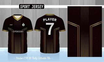 kits de futebol esporte padrão preto e dourado, jersey, modelo de design de t-shirt
