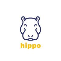 logotipo de hipopótamo, ícone de linha de cabeça de animal vetor